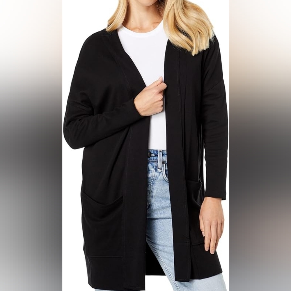Pact Airplane Cardigan Womens M/L Organic Cotton Black.